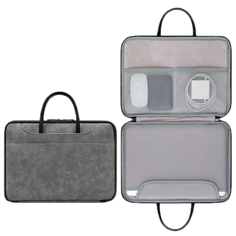 14-inch Waterproof Leather Computer Bag - Fully Open & Portable