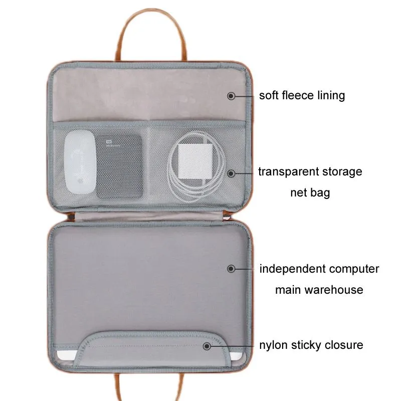 14-inch Waterproof Leather Computer Bag - Fully Open & Portable