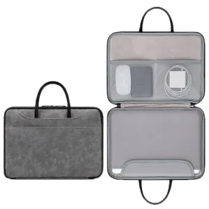 14-inch Waterproof Leather Computer Bag - Fully Open & Portable
