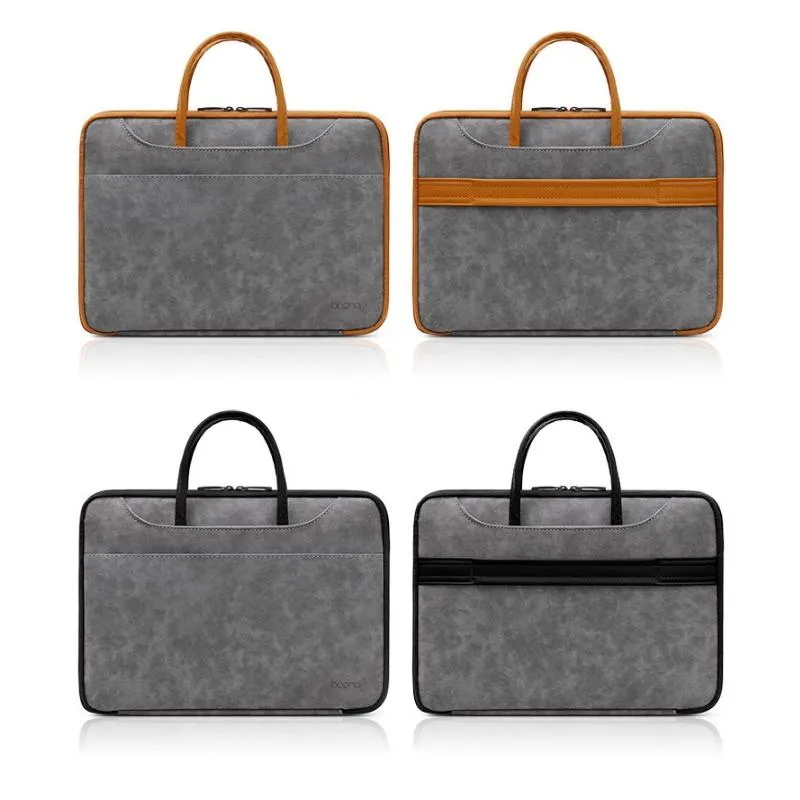 14-inch Waterproof Leather Computer Bag - Fully Open & Portable