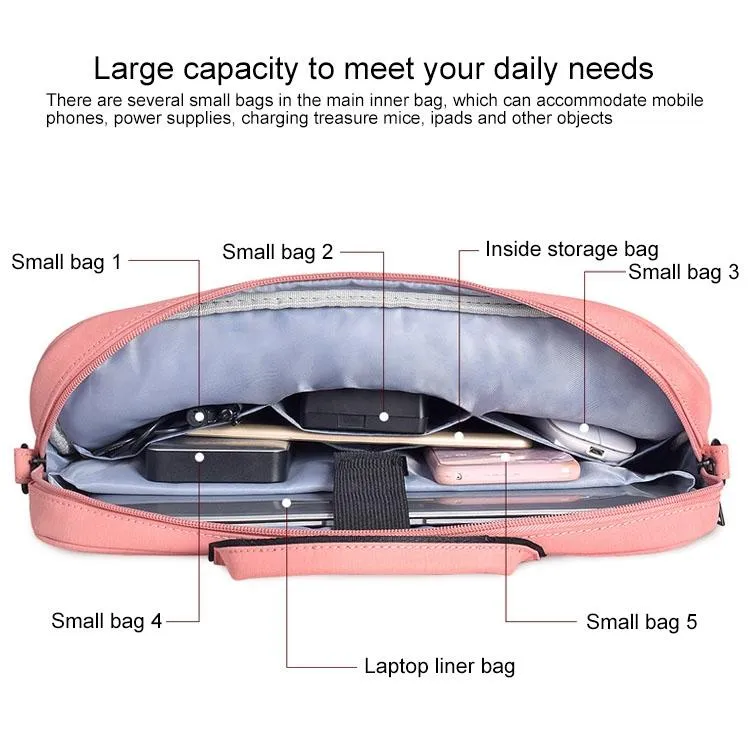 14.1 Inch Waterproof Anti-theft One-shoulder Handbag with Suitcase Belt