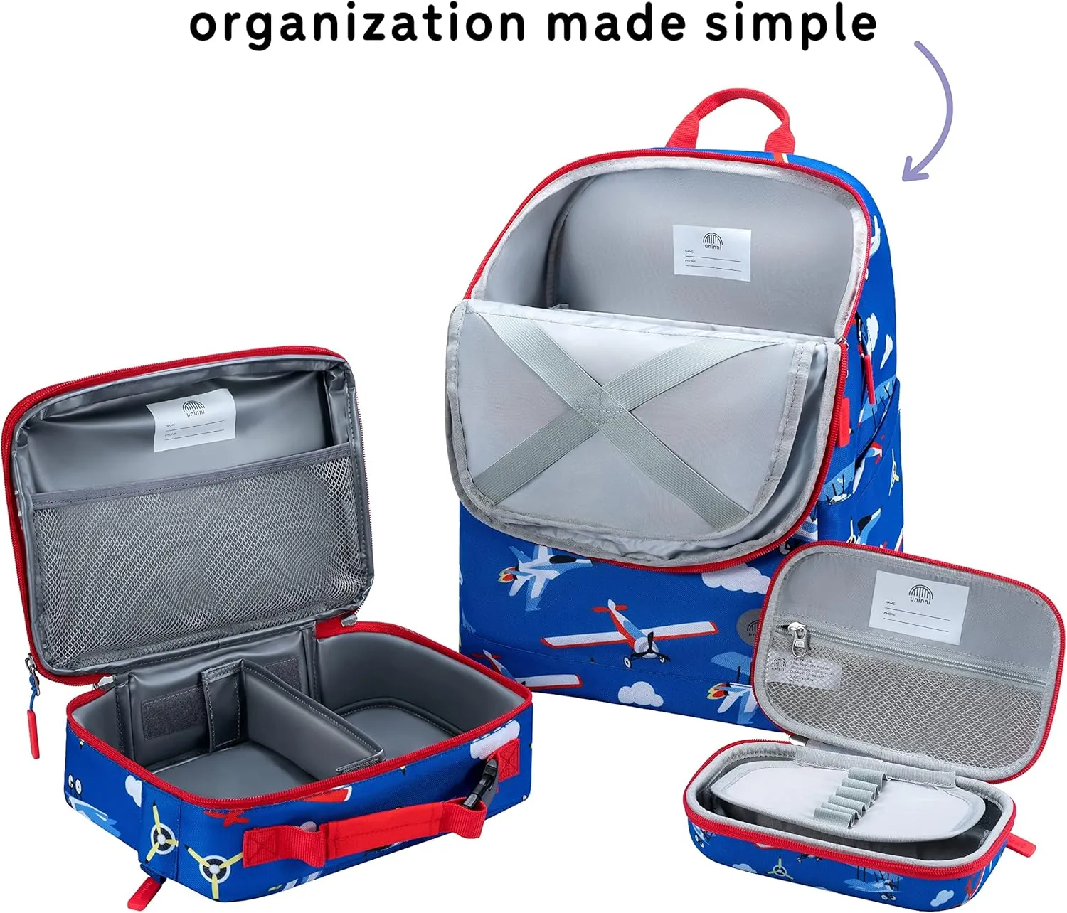 16'' Kids Backpack Set with Insulated Lunch Bag, and Pencil Case