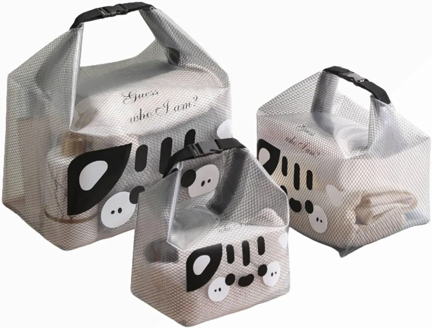 3Pcs Multifunctional Translucent Makeup Bag, Waterproof Travel Toiletry Organizer with Buckle Handle, 3 Size Cat Shower Bag for Men Women