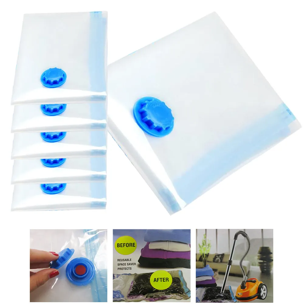 6 Vacuum Storage Space Saver Bags Seal Clothing Compressed Travel Organizer Dorm