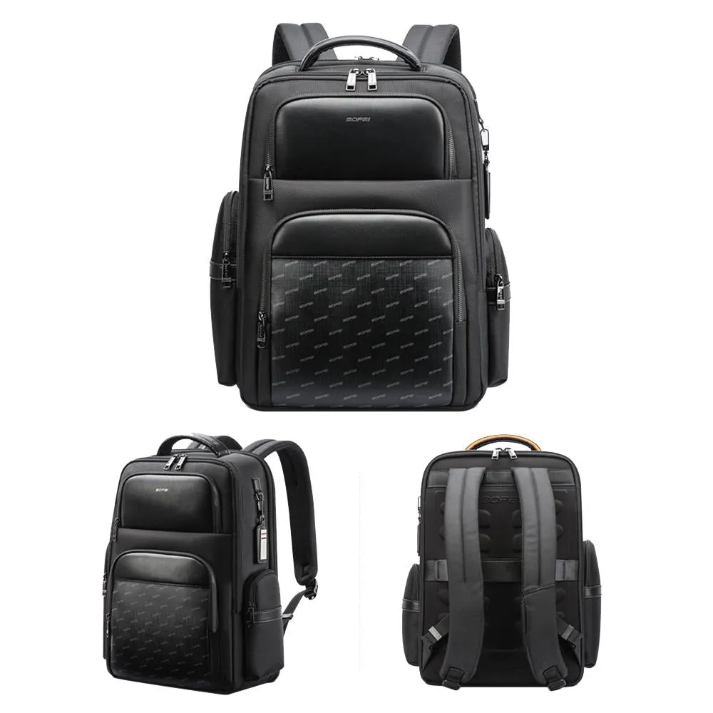 61-91911 Large Capacity Business Waterproof Laptop Backpack with Usb & Type-c Port Black