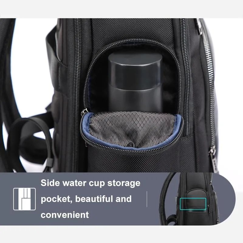 61-91911 Large Capacity Business Waterproof Laptop Backpack with Usb & Type-c Port Black