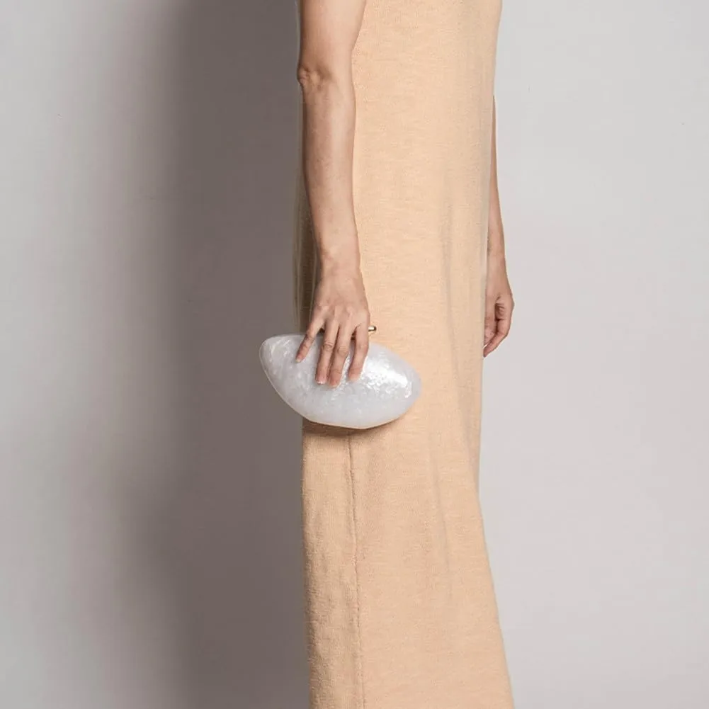 Acrylic Clutch Purse for Women Marble Evening Bag Unique Shell Shaped Handbag for Wedding Party Prom