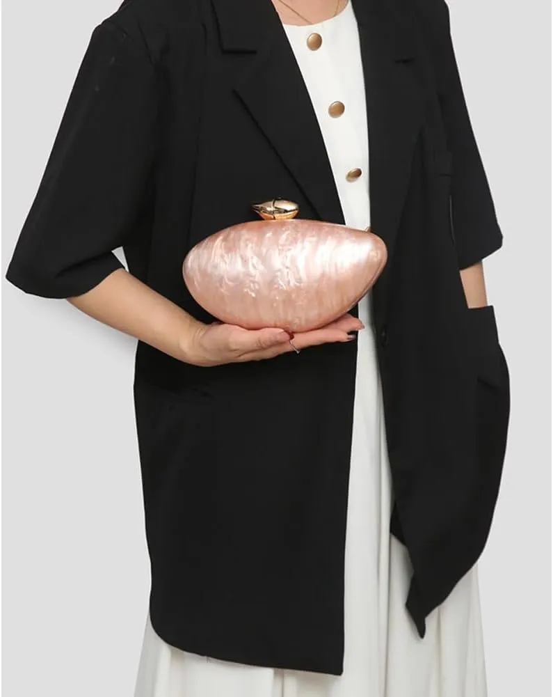Acrylic Clutch Purse for Women Marble Evening Bag Unique Shell Shaped Handbag for Wedding Party Prom