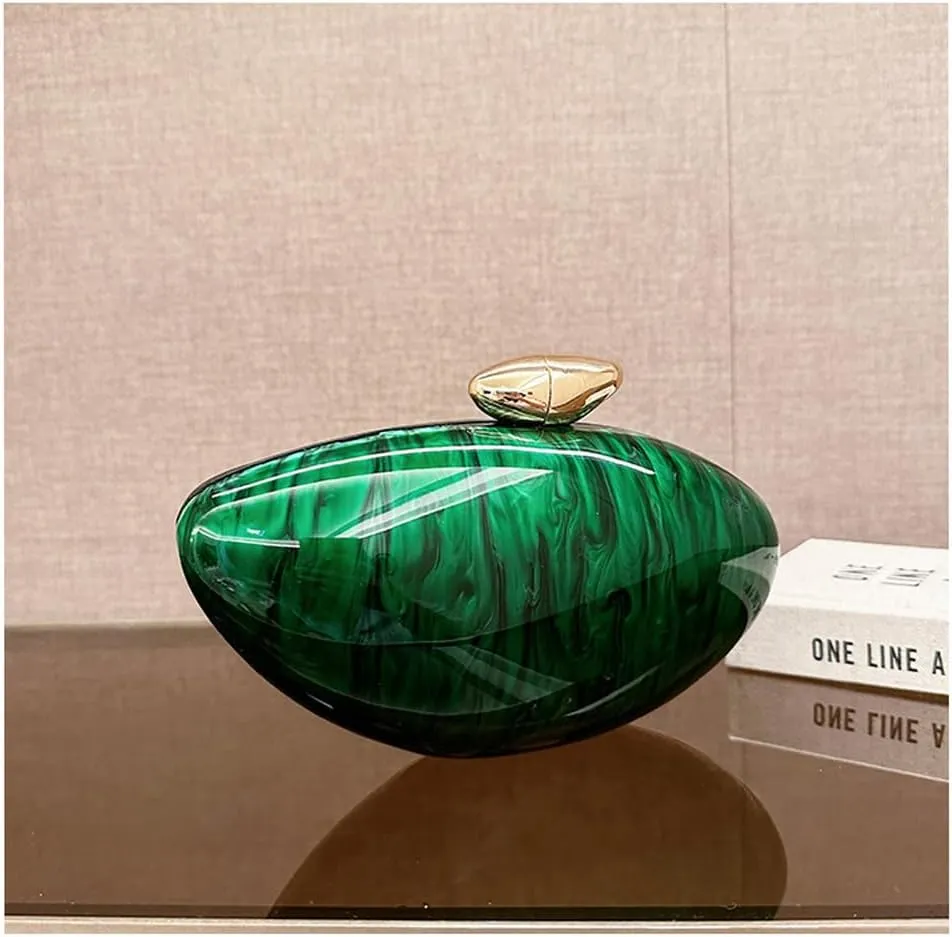 Acrylic Clutch Purse for Women Marble Evening Bag Unique Shell Shaped Handbag for Wedding Party Prom