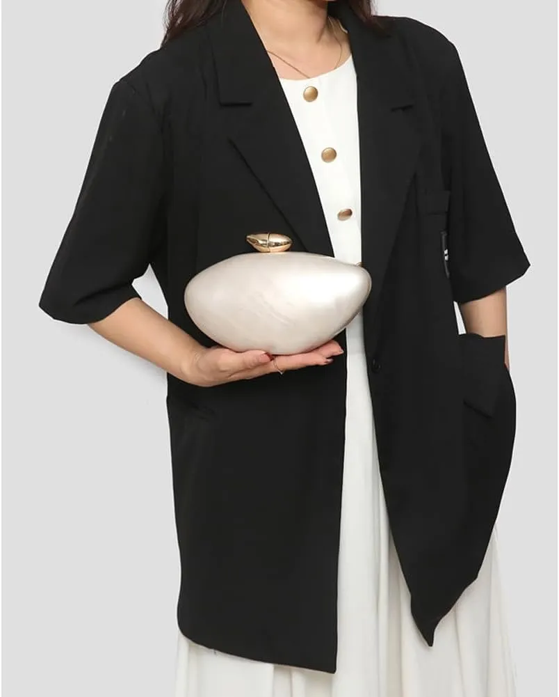 Acrylic Clutch Purse for Women Marble Evening Bag Unique Shell Shaped Handbag for Wedding Party Prom