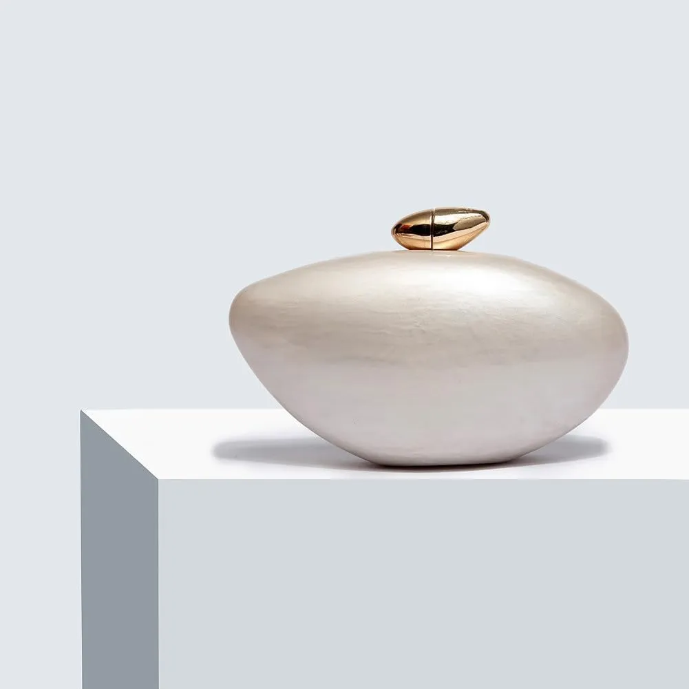 Acrylic Clutch Purse for Women Marble Evening Bag Unique Shell Shaped Handbag for Wedding Party Prom