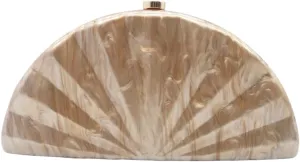 Acrylic Fan Shell Clutch Purse Elegant Marbled Unique Handbag with Detachable Chain for Party Cocktail Wedding