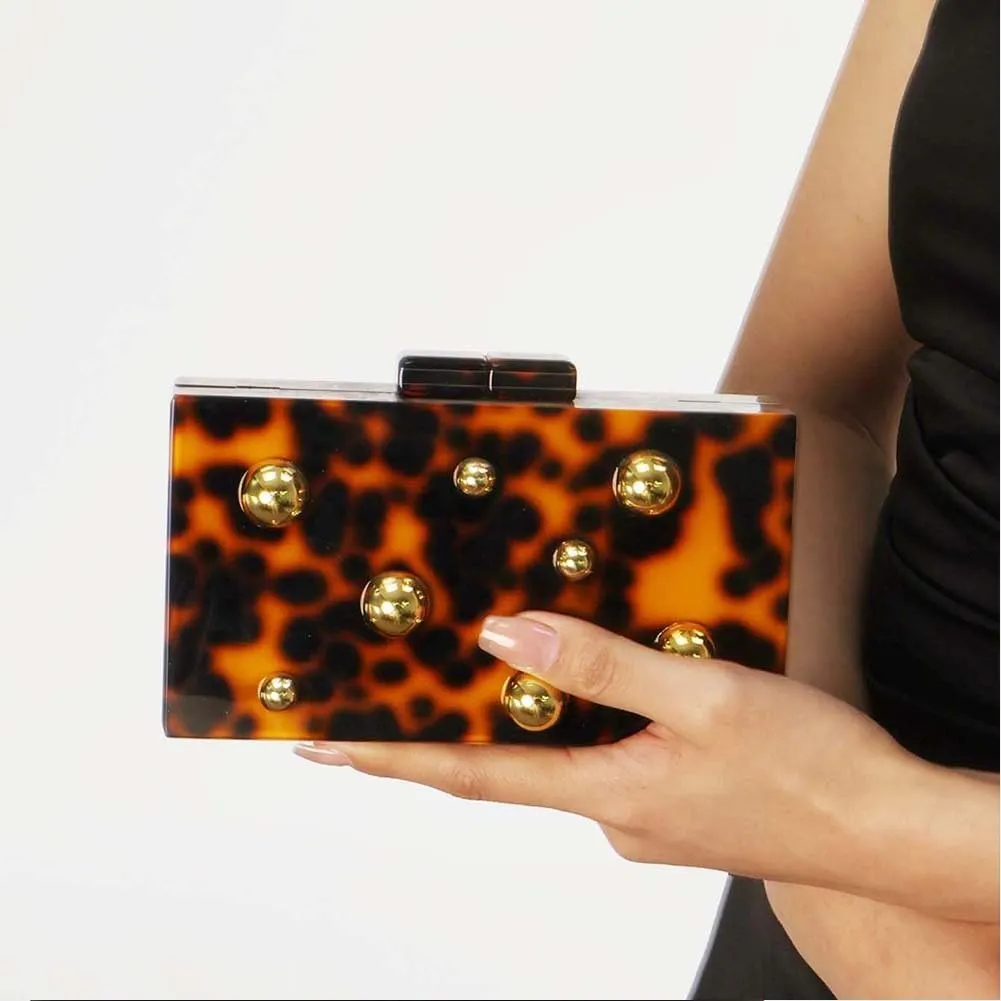 Acrylic Studded Clutch Purse for Women Acrylic Evening Bag Unique Geometric Handbag for Wedding Party Prom