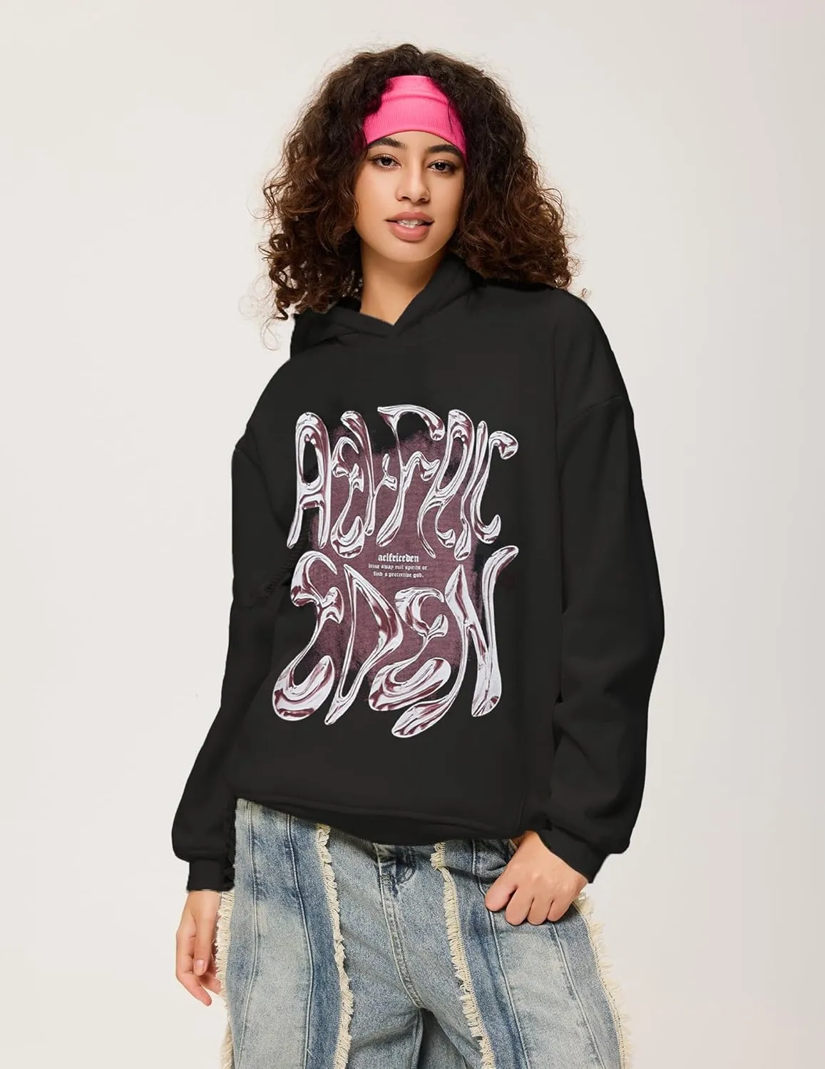 Aelfric Eden Womens Hoodies Oversized Graphic Hoodies Unisex Y2k Heavyweight Hoodie Pullover Trendy