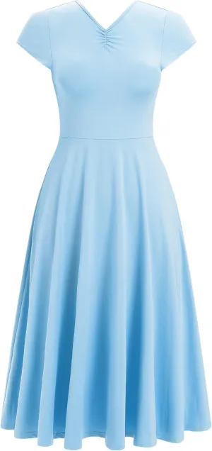 AFAVOM Lyrical Dance Costumes for Women Solid Lyrical Dance Dress Flowy Ruffle Ballet Dancewear Contemporary Dance Costumes