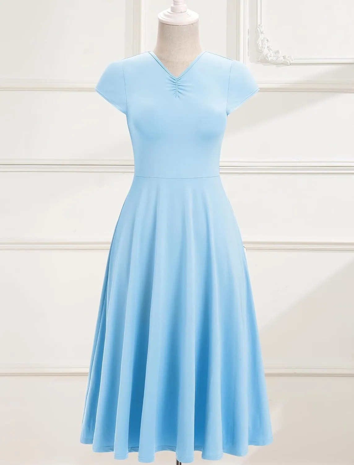 AFAVOM Lyrical Dance Costumes for Women Solid Lyrical Dance Dress Flowy Ruffle Ballet Dancewear Contemporary Dance Costumes