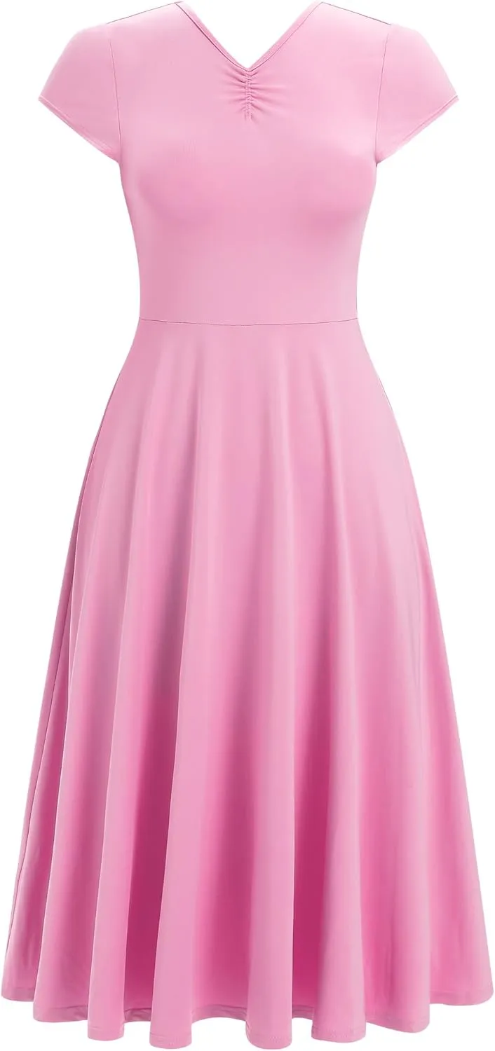 AFAVOM Lyrical Dance Costumes for Women Solid Lyrical Dance Dress Flowy Ruffle Ballet Dancewear Contemporary Dance Costumes