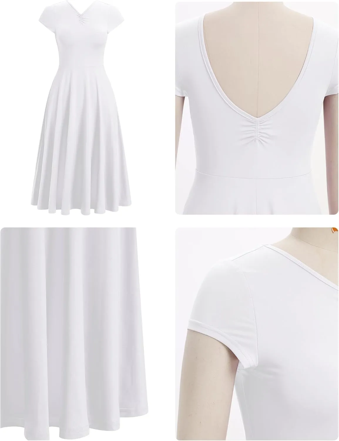 AFAVOM Lyrical Dance Costumes for Women Solid Lyrical Dance Dress Flowy Ruffle Ballet Dancewear Contemporary Dance Costumes