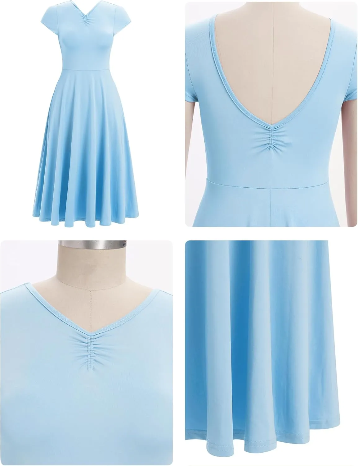 AFAVOM Lyrical Dance Costumes for Women Solid Lyrical Dance Dress Flowy Ruffle Ballet Dancewear Contemporary Dance Costumes