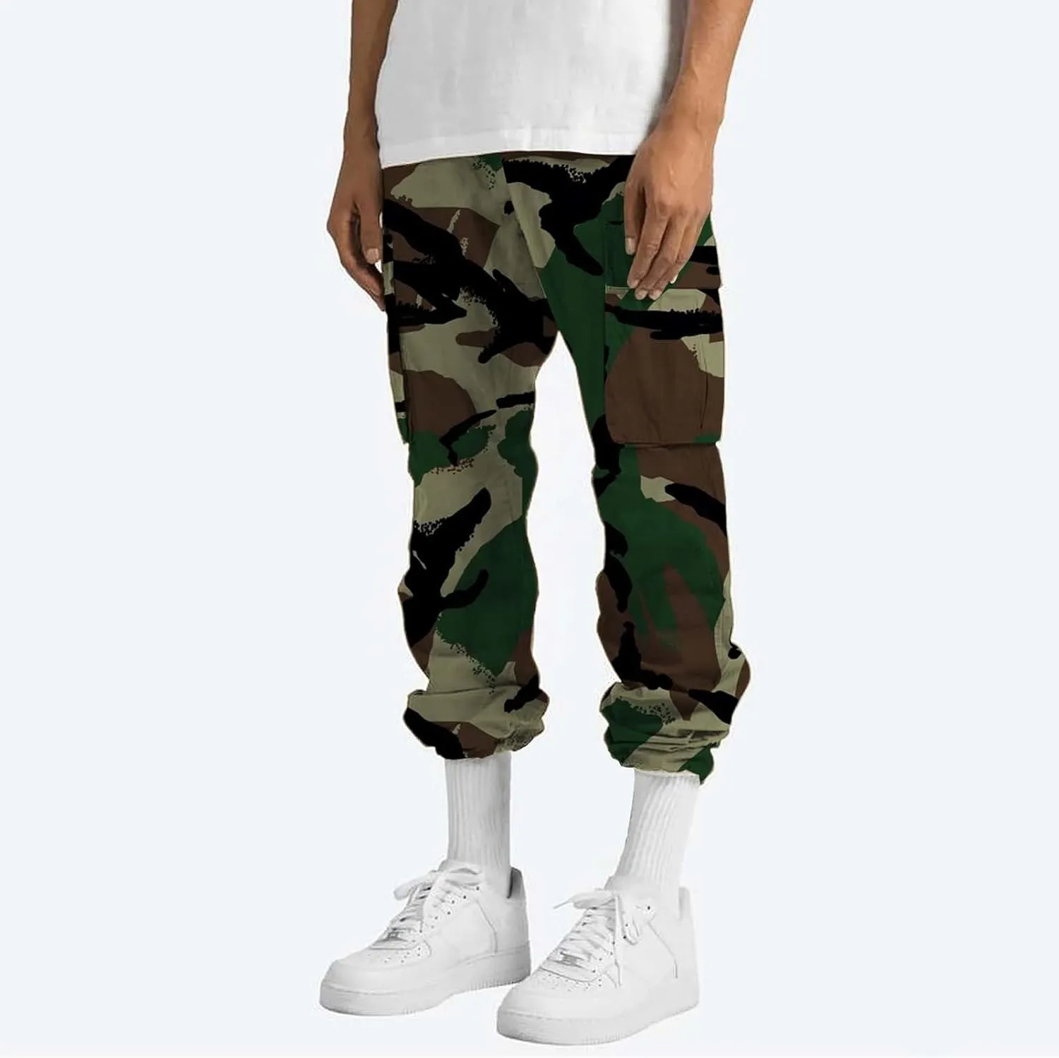 Alalaso Mens Cargo Pants Casual Cotton Jogger Multi Pockets Outdoor Hiking Work Sweatpants