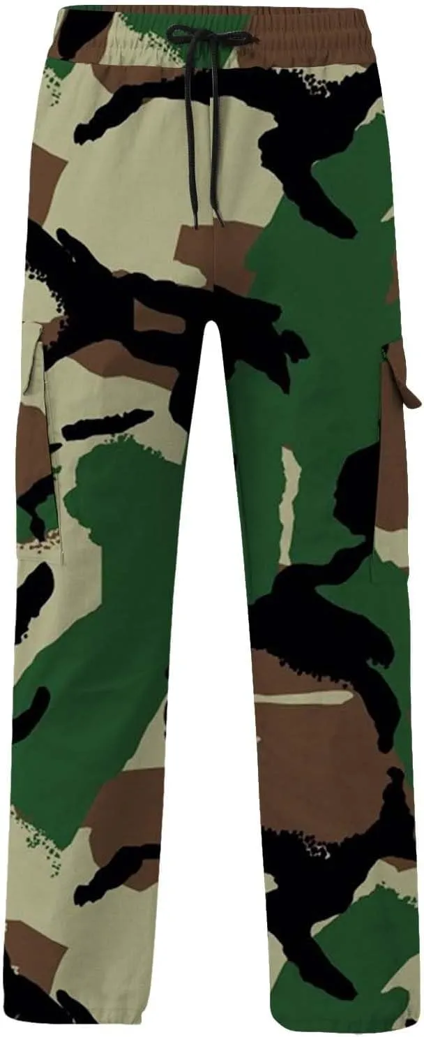 Alalaso Mens Cargo Pants Casual Cotton Jogger Multi Pockets Outdoor Hiking Work Sweatpants