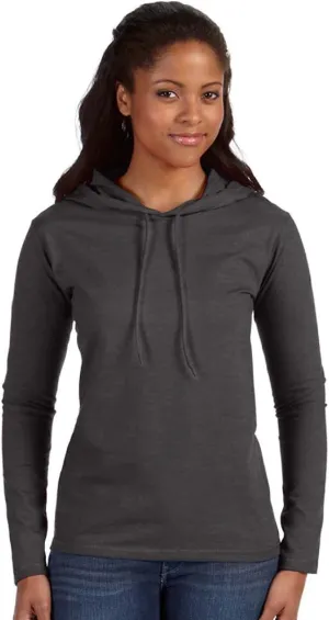 Anvil Women's Lightweight Hooded T-Shirt, Heather Dark Grey/Dark Grey, Medium