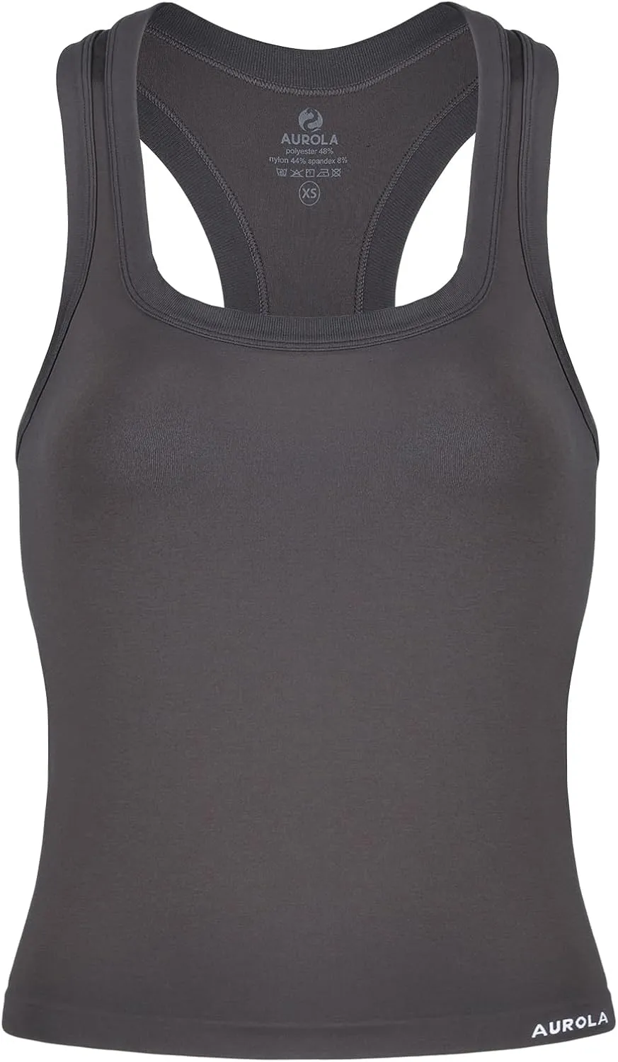 AUROLA Essentials Seamless Sleeveless Racerback Top,Women Subtle Marl Workout Square Neck Fitted Tank