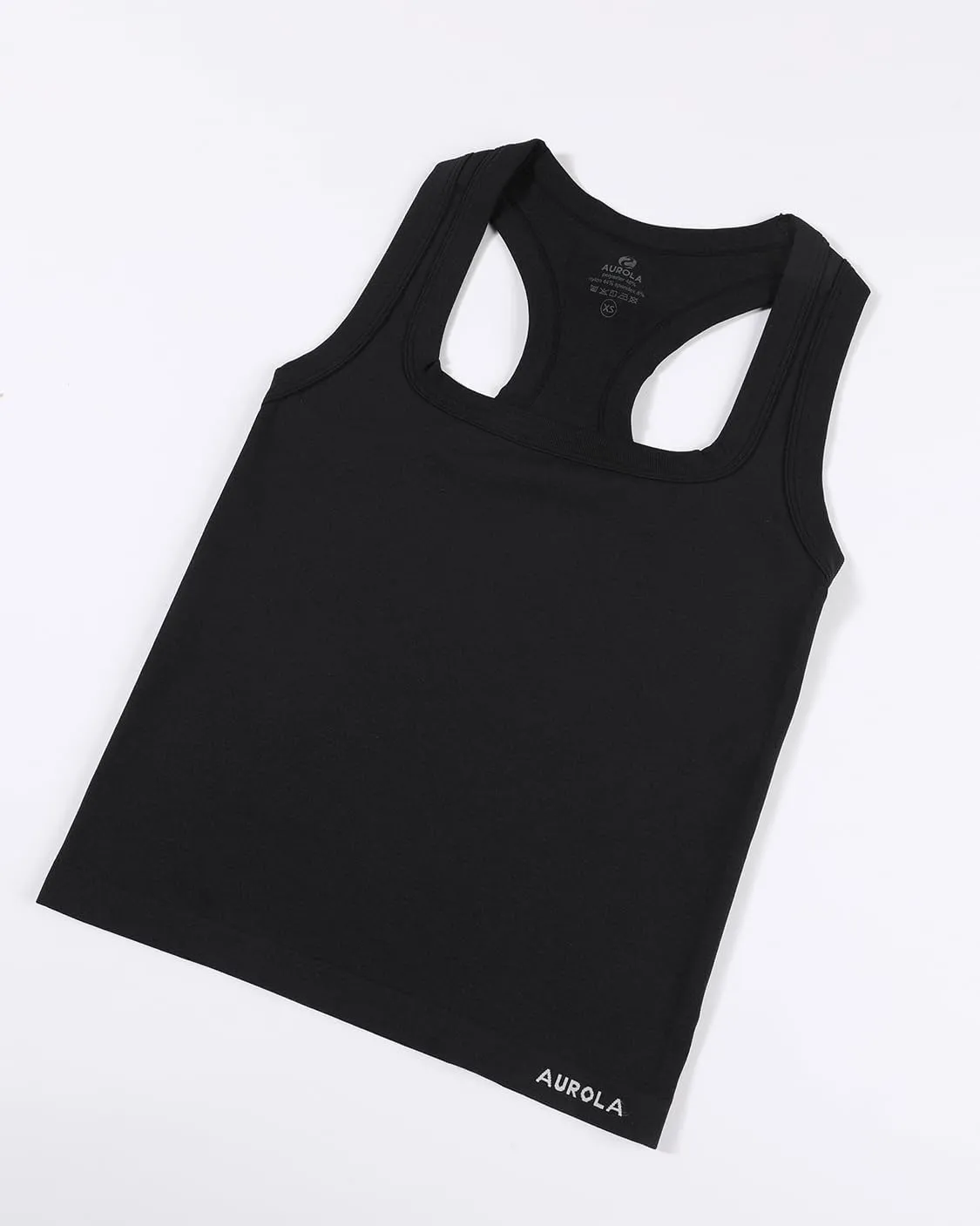 AUROLA Essentials Seamless Sleeveless Racerback Top,Women Subtle Marl Workout Square Neck Fitted Tank