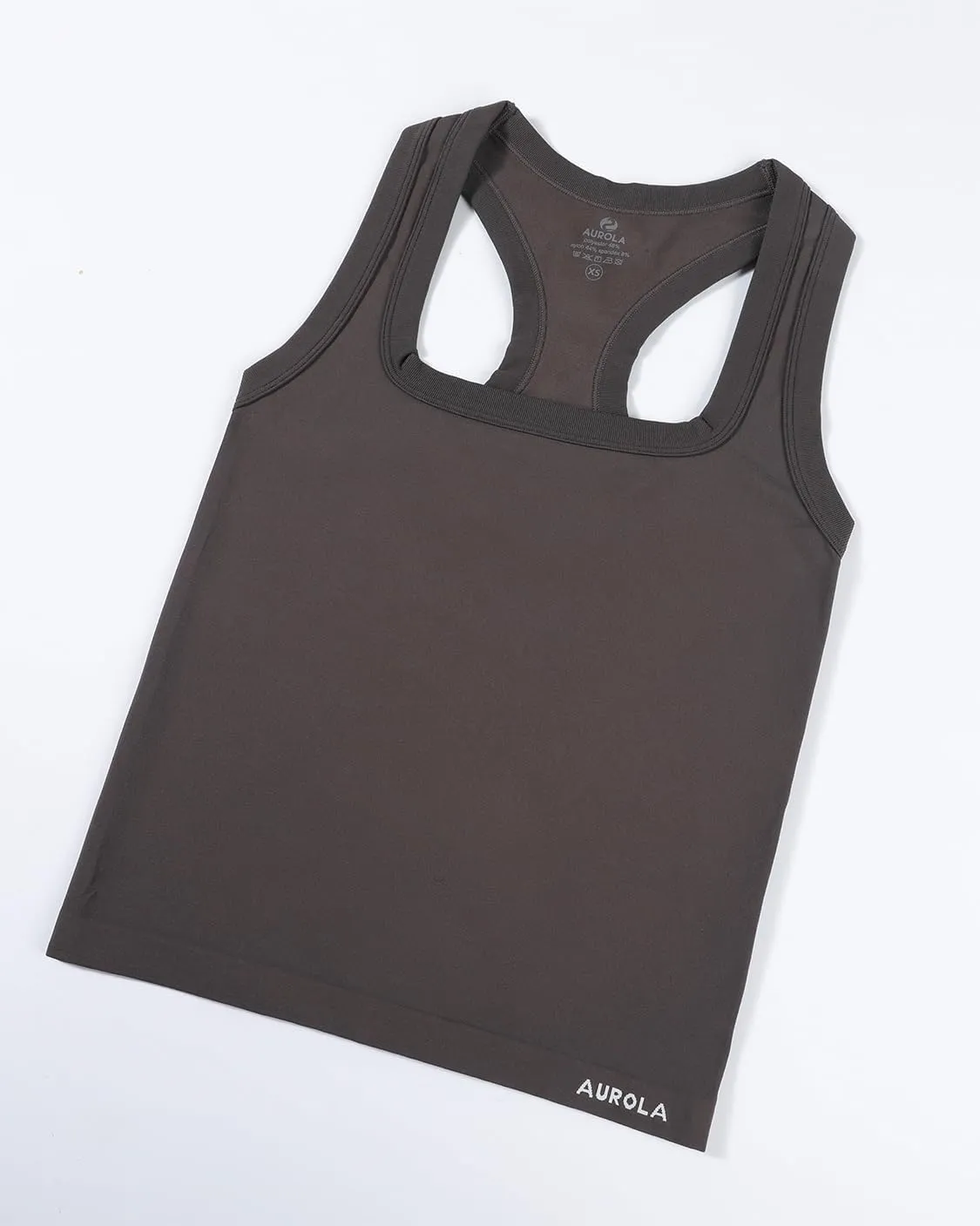 AUROLA Essentials Seamless Sleeveless Racerback Top,Women Subtle Marl Workout Square Neck Fitted Tank
