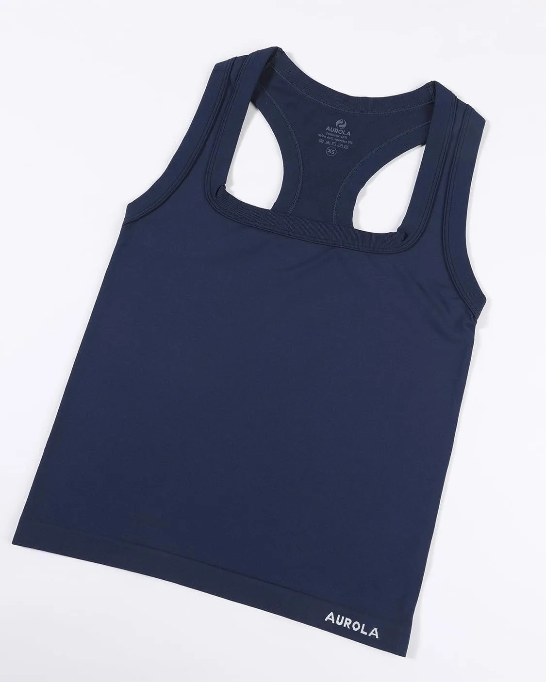 AUROLA Essentials Seamless Sleeveless Racerback Top,Women Subtle Marl Workout Square Neck Fitted Tank