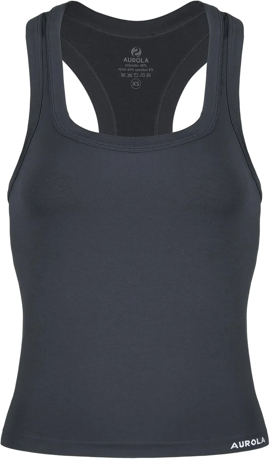 AUROLA Essentials Seamless Sleeveless Racerback Top,Women Subtle Marl Workout Square Neck Fitted Tank