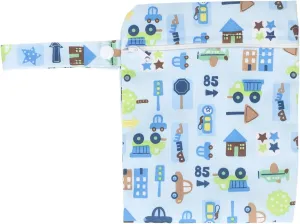 Baby Cloth Diaper Wet Dry Bag Dual Pocket Water Cartoon Look Travel Storage Bag for Outdoor (B21)