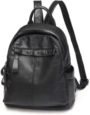 Backpack for women Women's Casual Bags Soft Leather Simple Travel Large-capacity (Black)