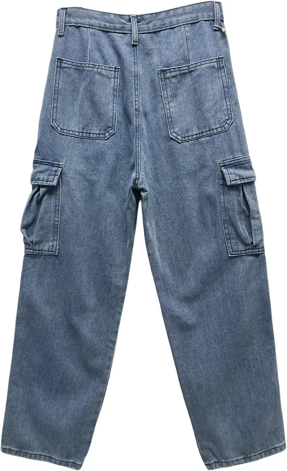 Baggy Cargo Jeans for Men Y2K Vintage Straight Wide Leg Aesthetic Clothes 90s Hip Hop Streetwear Trousers
