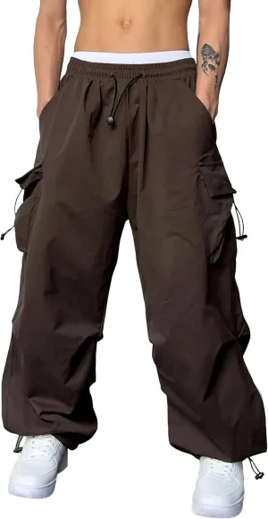 Baggy Cargo Pants for Men Y2k Gothic Streetwear Straight Wide Leg Cargo Pant Athletic Loose Fit Hip Hop Sweatpant with Pocket