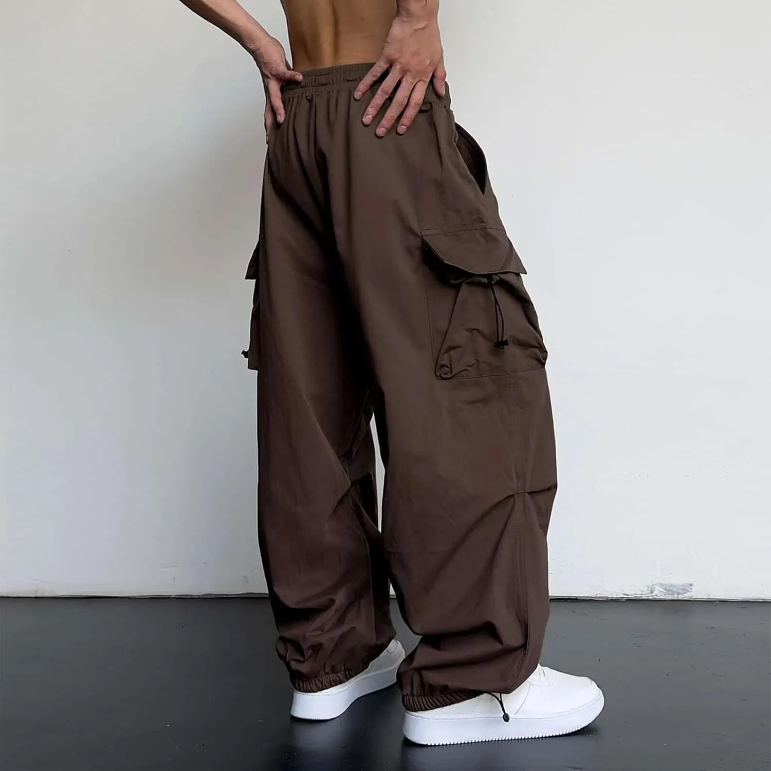 Baggy Cargo Pants for Men Y2k Gothic Streetwear Straight Wide Leg Cargo Pant Athletic Loose Fit Hip Hop Sweatpant with Pocket