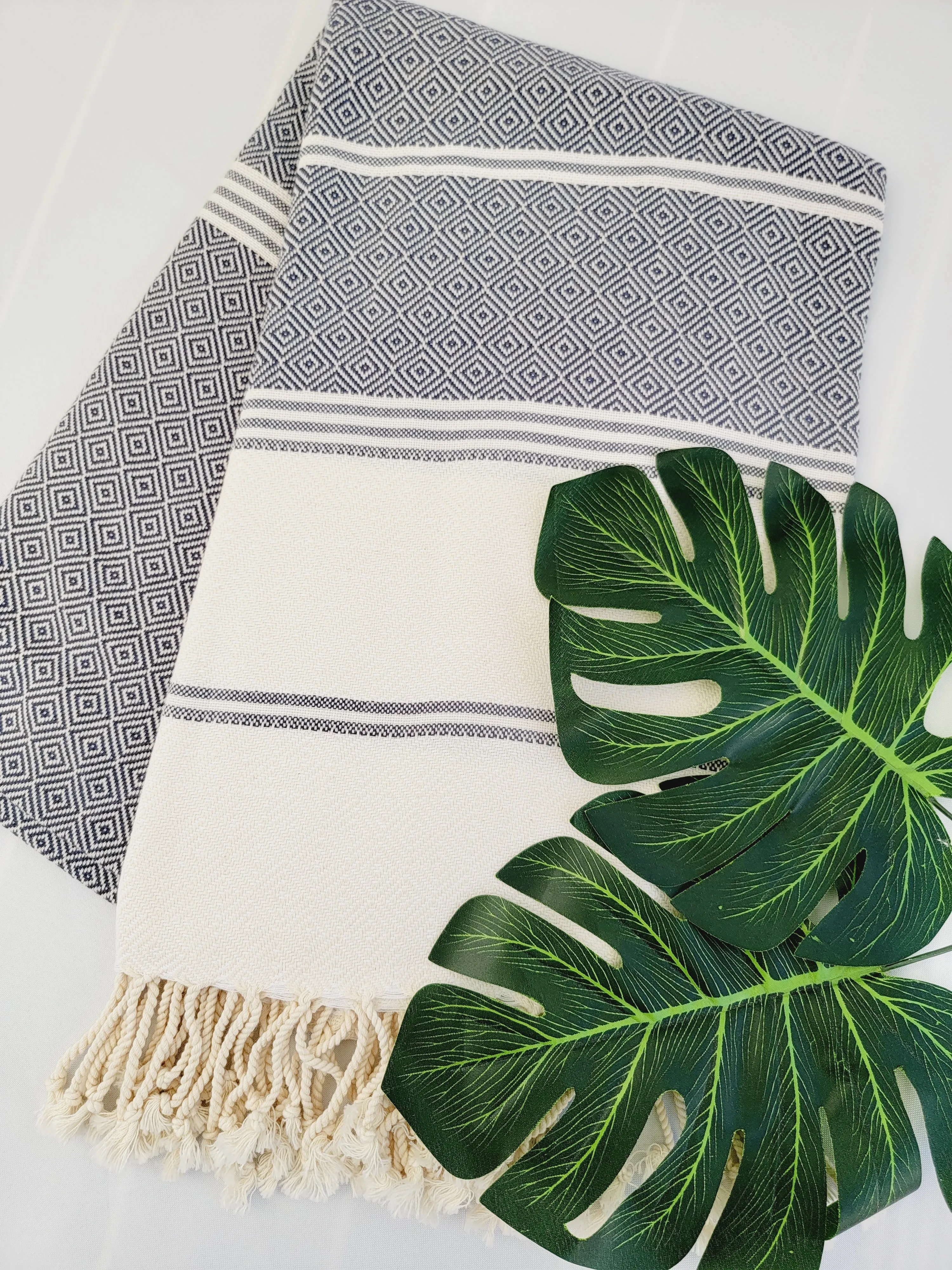 Bath / Beach Turkish Towels-Easy Carry Quick Dry Thin Towel-Navy by EBRU Home