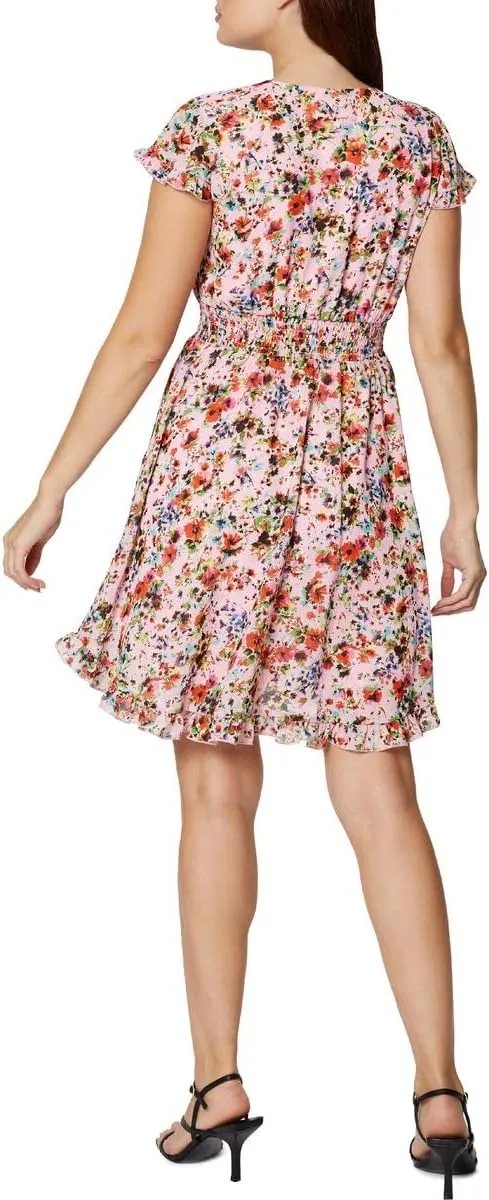 BCBGeneration Womens Floral Ruffle Mini Dress