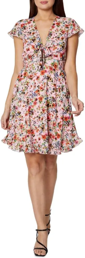 BCBGeneration Womens Floral Ruffle Mini Dress