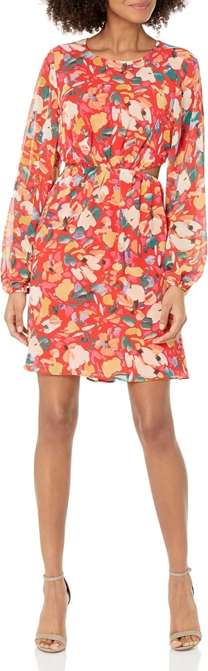 BCBGeneration Women's Long Sleeve Fit and Flare Cutout Mini Dress
