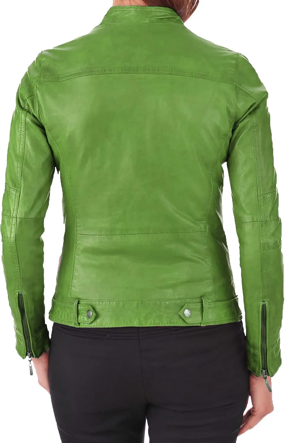 Benjer Skins Women's Leather Jacket Stylish Motorcycle Biker Genuine Lambskin 19