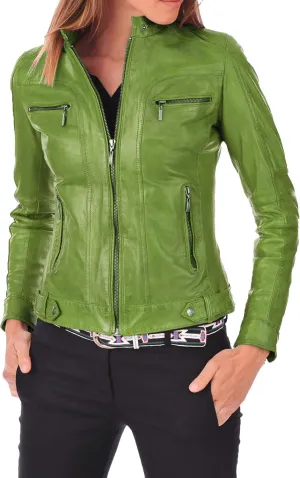 Benjer Skins Women's Leather Jacket Stylish Motorcycle Biker Genuine Lambskin 19