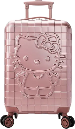 Bioworld Hello Kitty Character Print Pink Plaid 20" Adult Hardside Carry-on Rolling Luggage