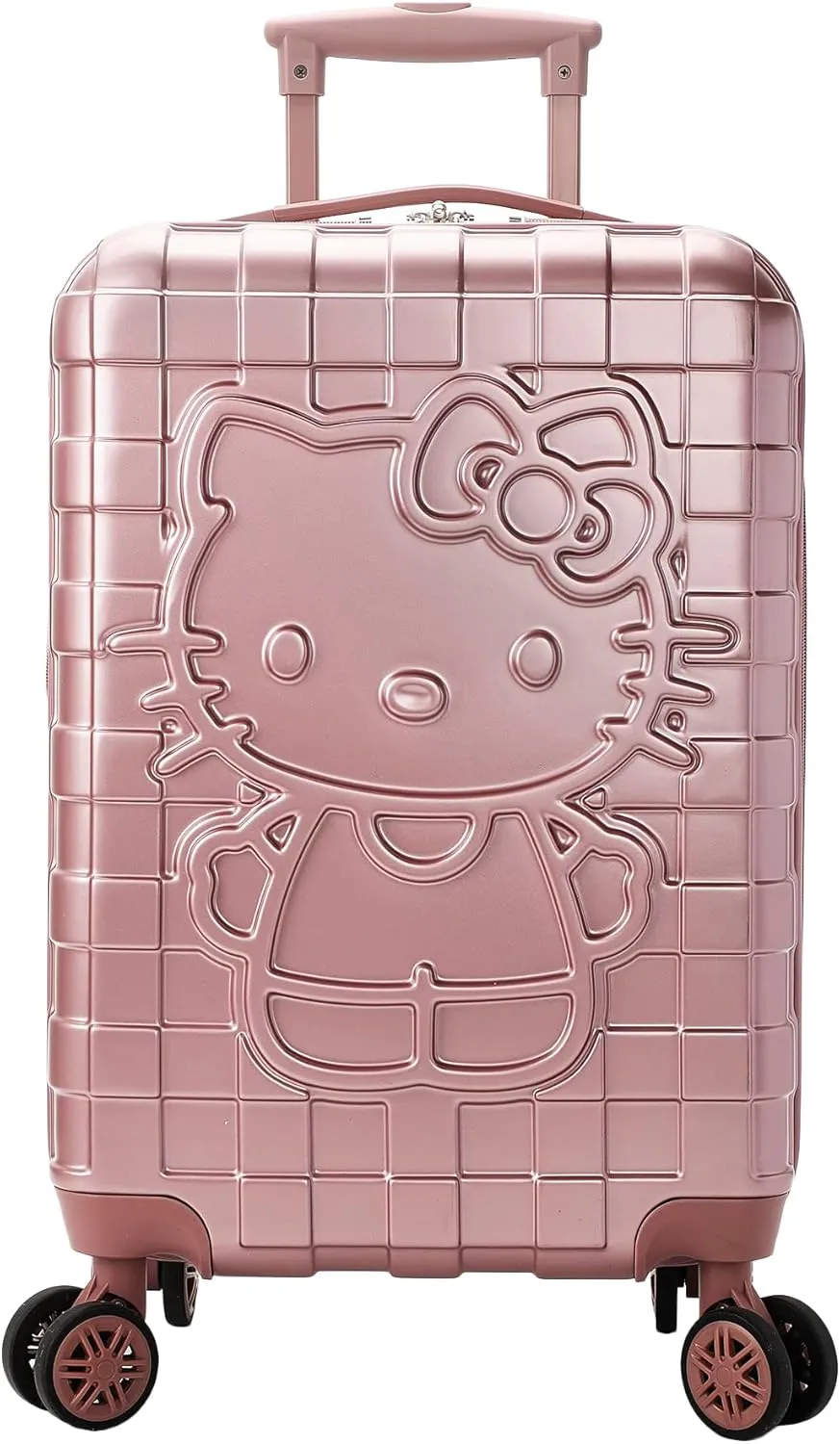 Bioworld Hello Kitty Character Print Pink Plaid 20" Adult Hardside Carry-on Rolling Luggage