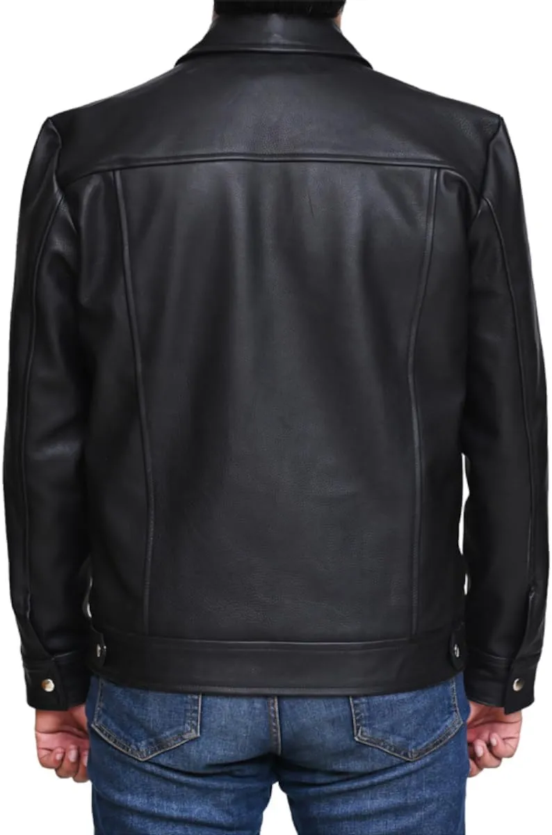 Black Genuine Cowhide Casual Leather Jacket for Men | Classic Style Jacket with a Clean Subtle Look