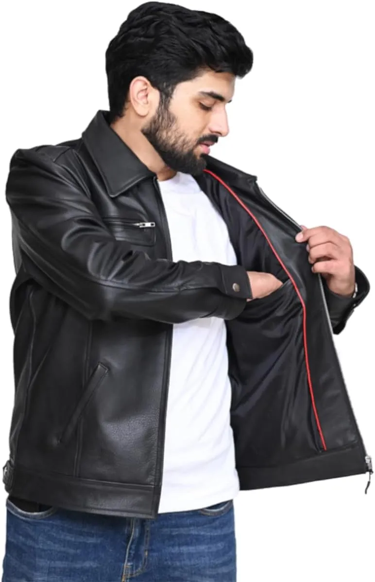 Black Genuine Cowhide Casual Leather Jacket for Men | Classic Style Jacket with a Clean Subtle Look