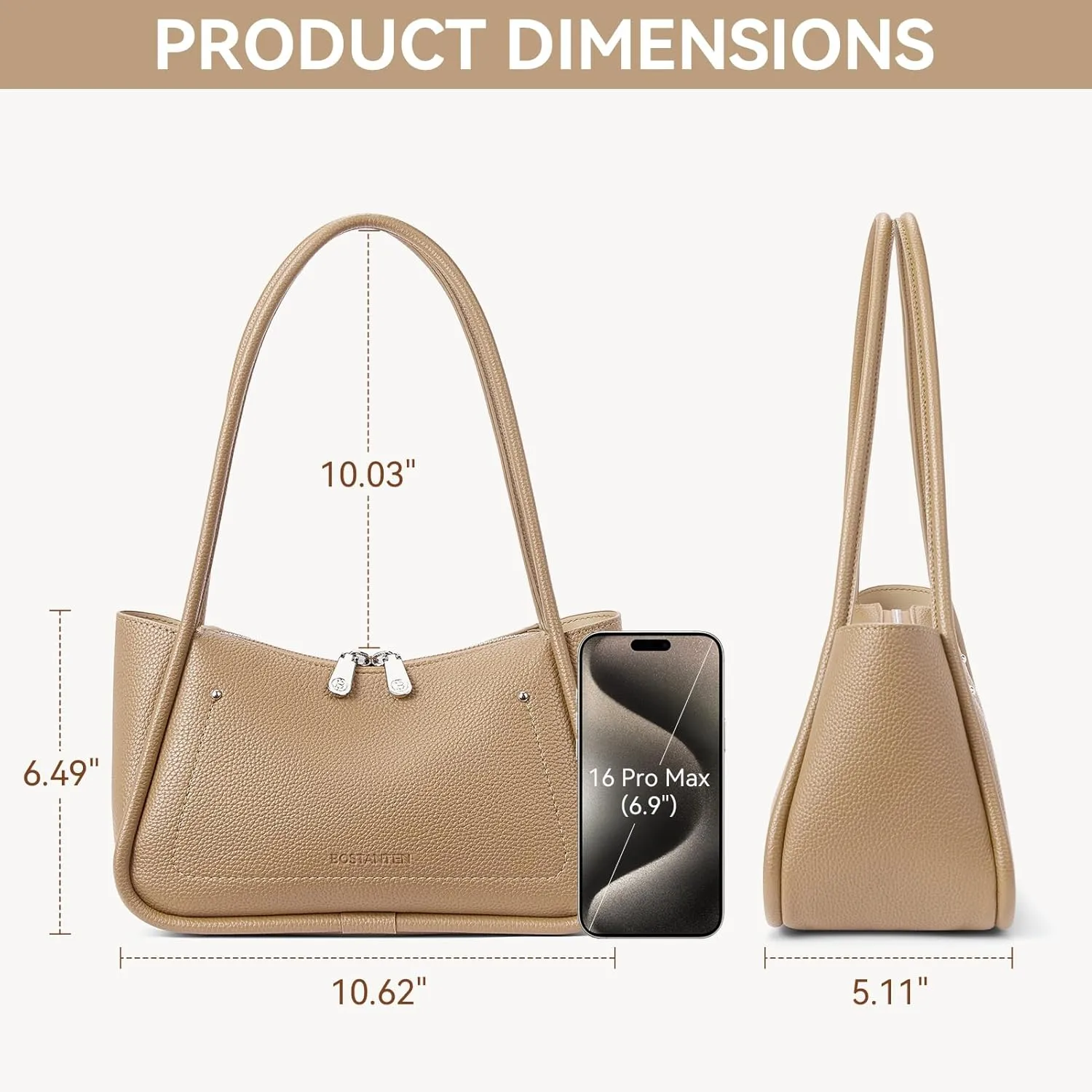 BOSTANTEN Small Purses for Women Trendy Shoulder Bag Vegan Leather Designer Hobo Handbags
