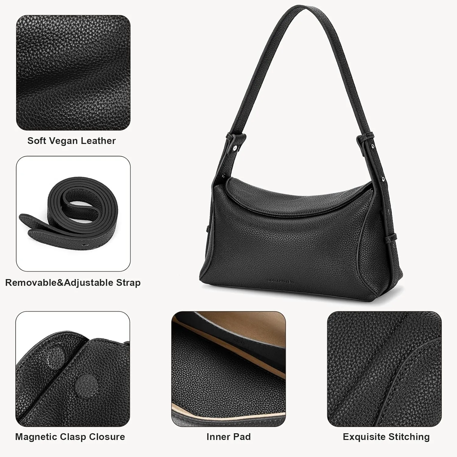 BOSTANTEN Small Purses for Women Trendy Shoulder Bag Vegan Leather Designer Hobo Handbags