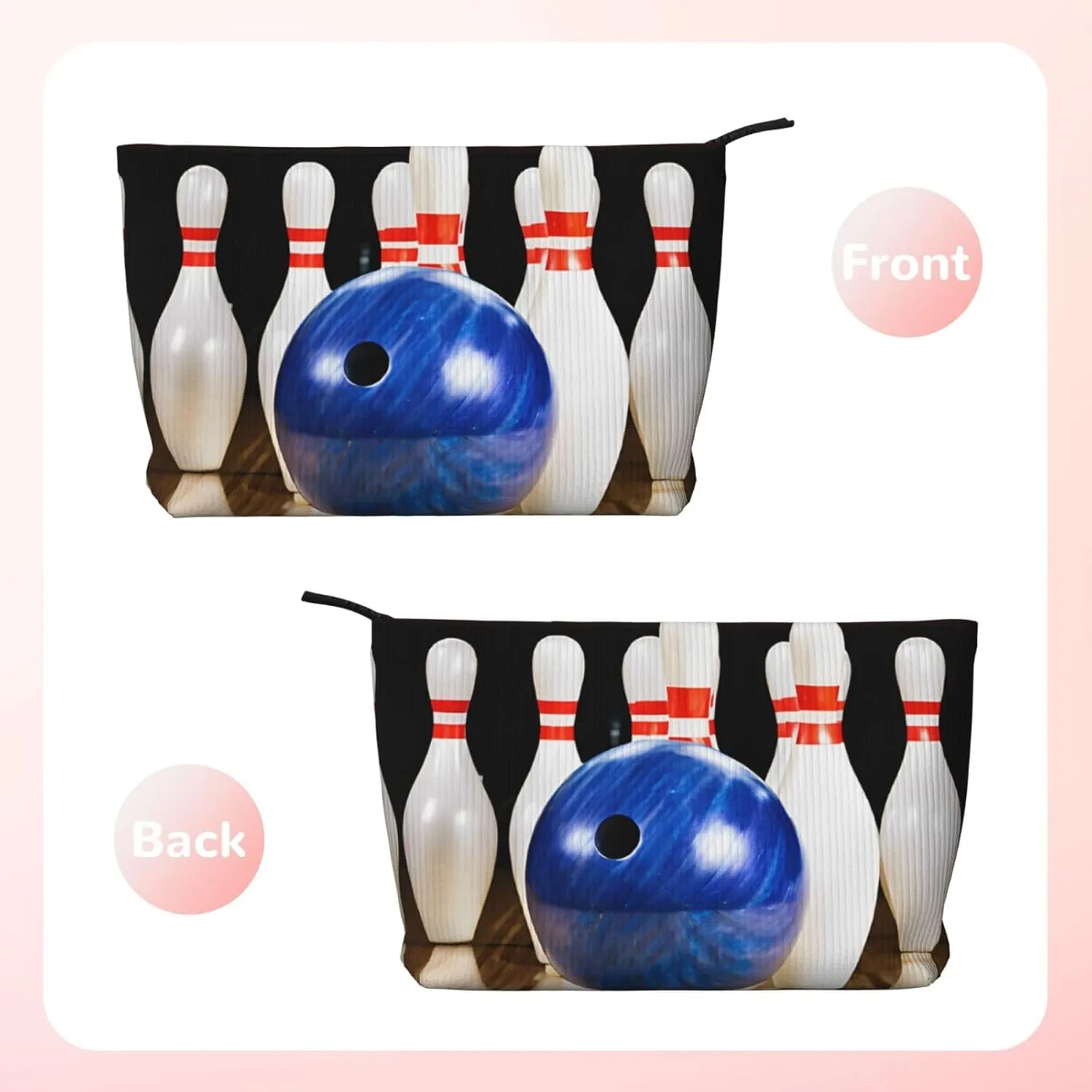 Bowling Corduroy Makeup Bag, Stylish And Durable, Portable And Lightweight