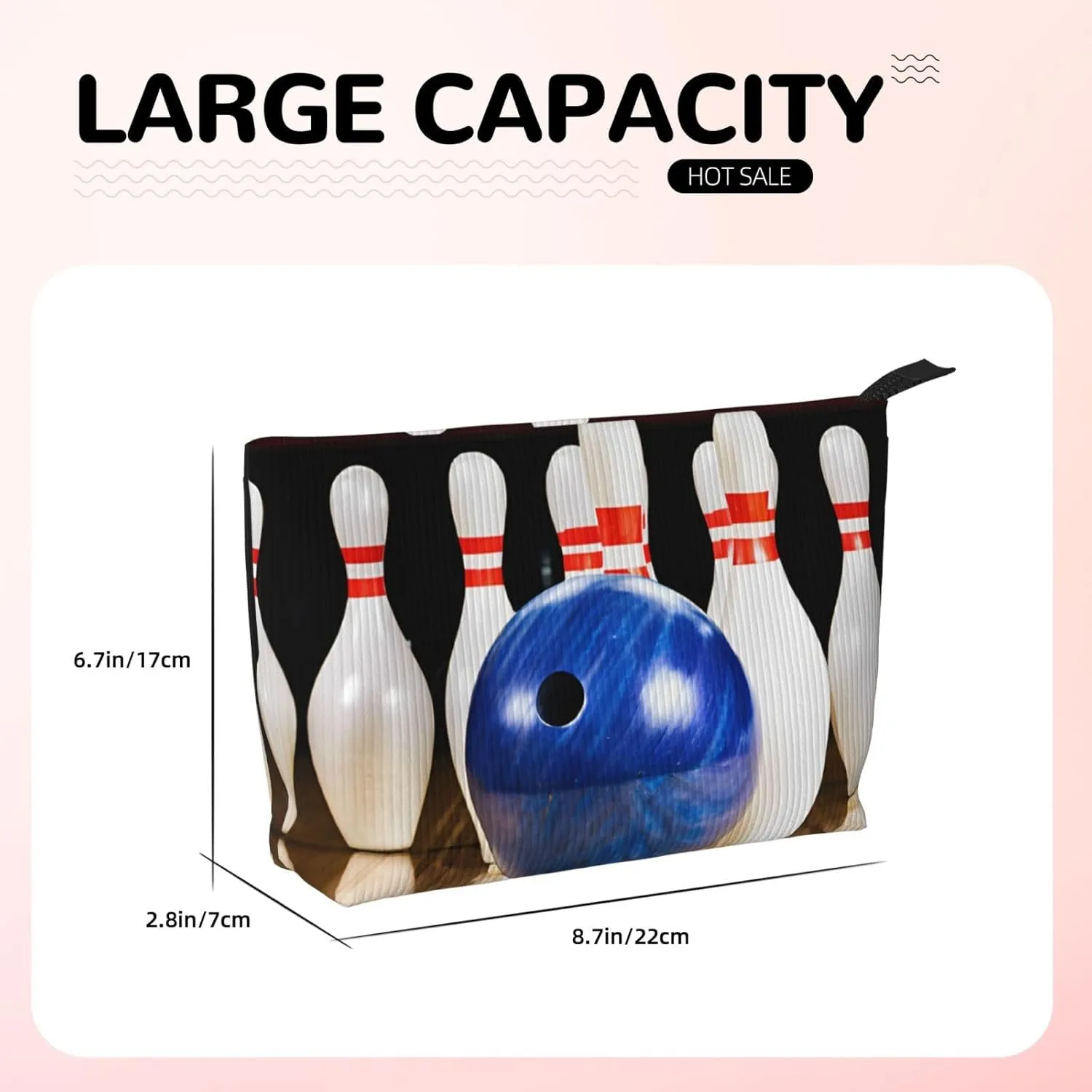 Bowling Corduroy Makeup Bag, Stylish And Durable, Portable And Lightweight